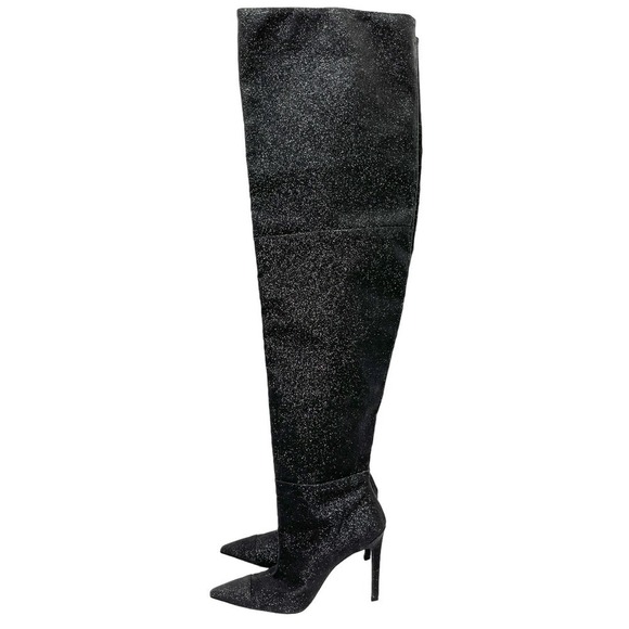 Good American NEW Slouch Over the Knee Black Glitter Stiletto Heel Boots 7 - Picture 9 of 13